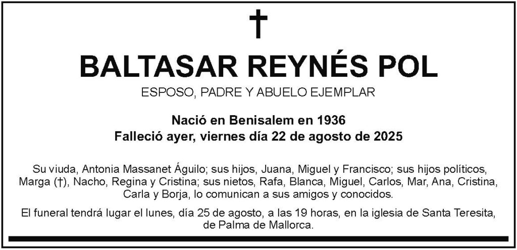 EL MUNDO NACIONAL BALTASAR REYNÉS POL Esq. 2X3 FAMILIA 23 08 25
